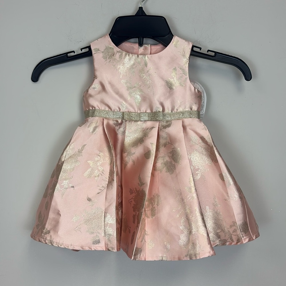 Lots of Love Speechless Blush Pink Gold Foil Sleeveless Dress Girls 9 Months NWT